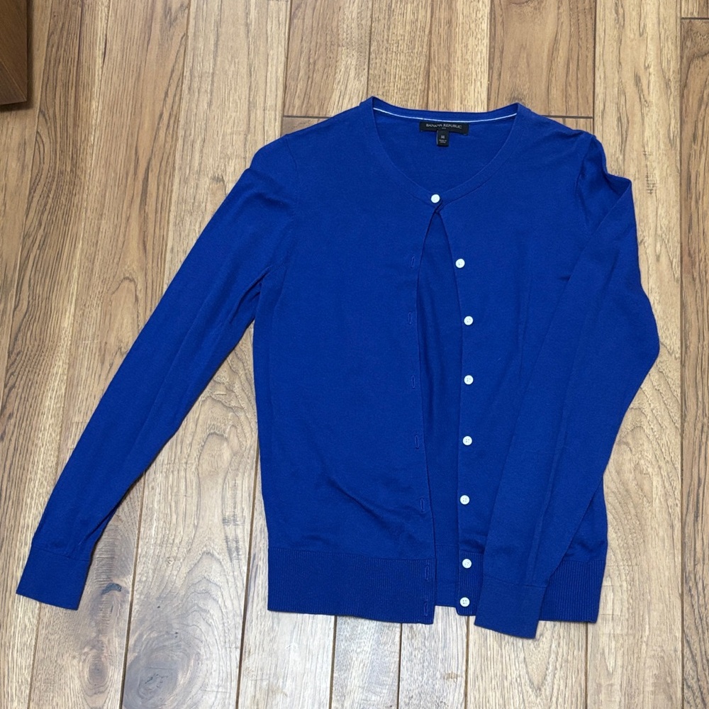 Classic Women's Royal Blue Button-Front Sweater